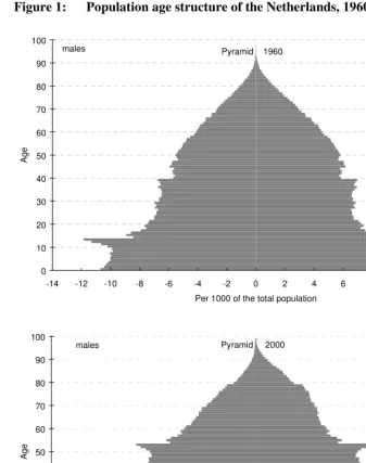 Figure 1: Population age structure of the Netherlands, 1960, 2000, and 2040  