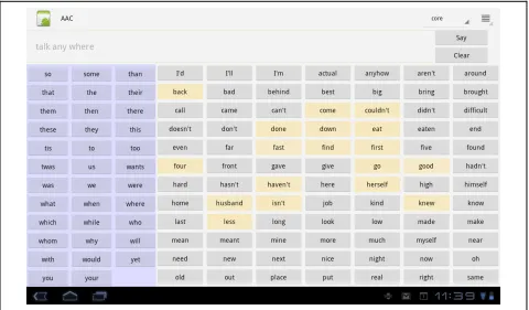 Figure 5.  View of the prototype interface after word usage data has been created.  The highlighted words have been computed as relevant to the current LexicalContext