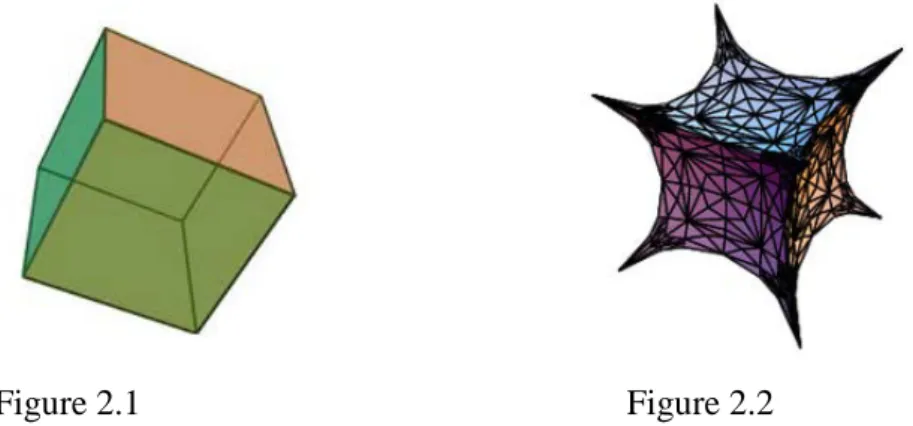 figure 2.2 shows the Euclidean cube and hyperbolic cube which are found in [8].   