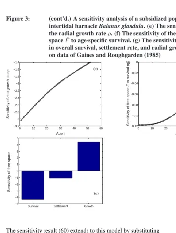 Figure 3:(cont’d.) A sensitivity analysis of a subsidized population of theintertidal barnacle Balanus glandula