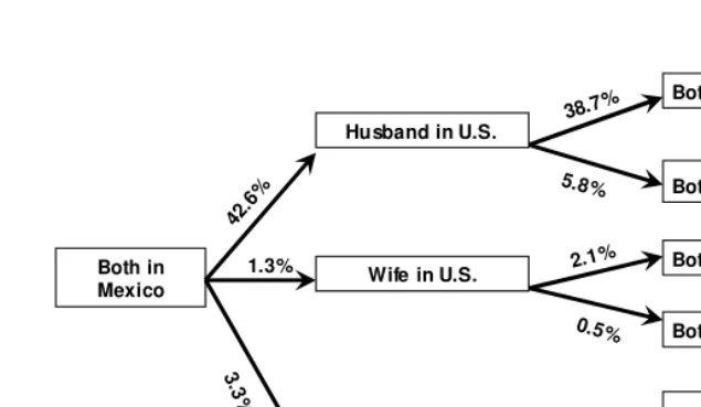 Figure 1: Distribution of migration events (transitions) across couple-states  