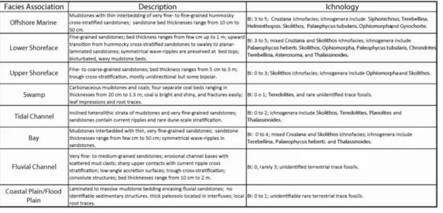 Table 1: Facies association along with their descriptions and ichnology of the study interval that comprises the transitional zone between the Star Point and the Blackhawk Formations.