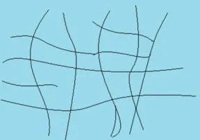 Figure 1.1  Depiction of a gel mesh created by a polymeric material 