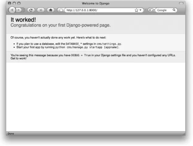 Figure 1-1. Django welcome screen