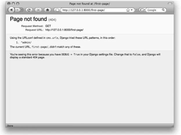 Figure 2-3. A Django “Page not found” error