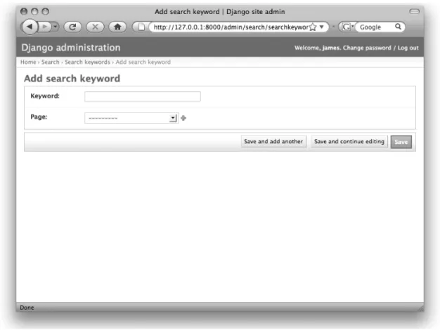 Figure 3-2. The default admin form for a search keyword