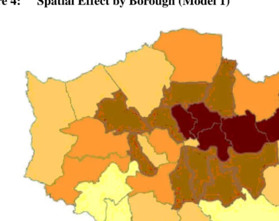 Figure 4:Spatial Effect by Borough (Model 1)