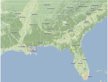 Figure 1.1 Southeastern USA. Source: http://maps.google.com/ 