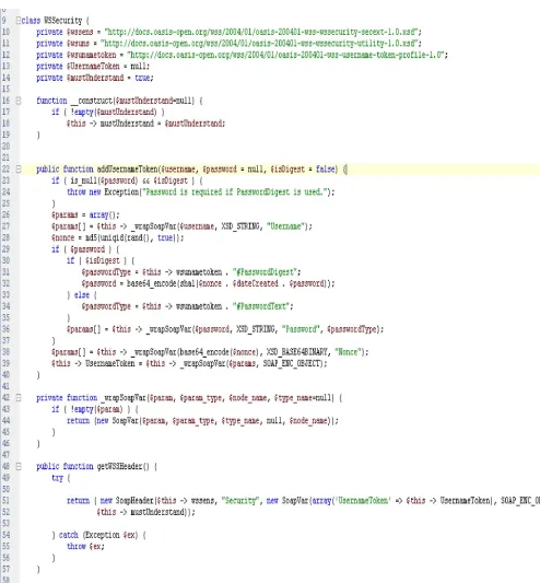 Figure 18: Code fragment to create Soap headers  