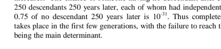 Table 3: Probability of no descendant born in future periods