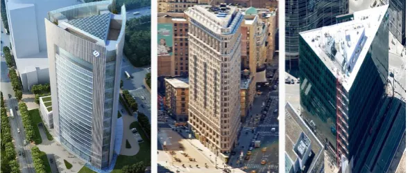 Fig. 1: Example buildings with triangular plan [18].