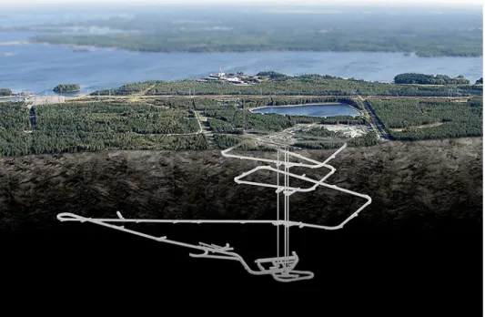 Figure 6. The disposal facility for spent nuclear fuel will be located at the depth of several  hundred metres in Olkiluoto bedrock in Eurajoki