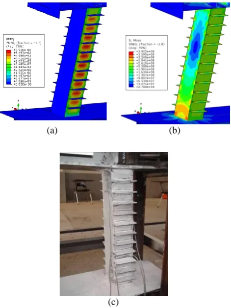 Fig. 8:  The contours of model 2 at the stage of initial yielding:  a) Equivalent plastic strain; b) Von Mises stress  