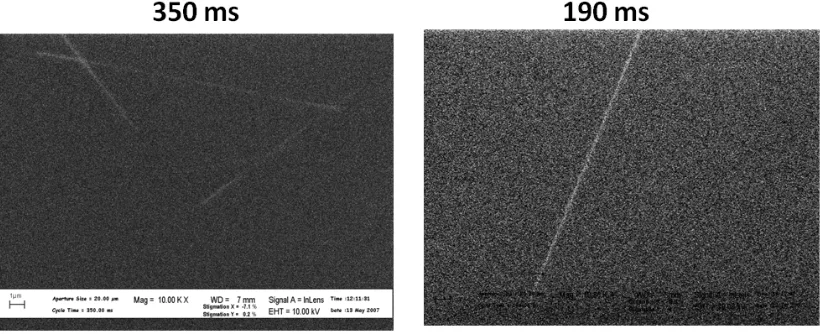 Figure 9 Contrast difference of the images captured with scan time of 350 ms and 190 ms