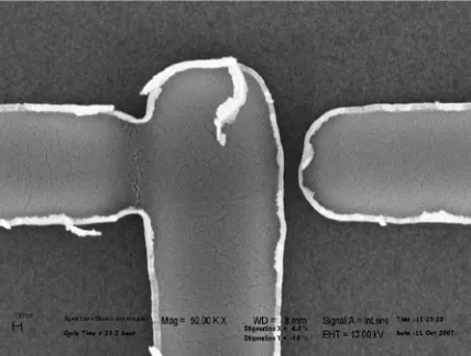 Figure 11 Two electrodes overlapped due to proximity effect. 