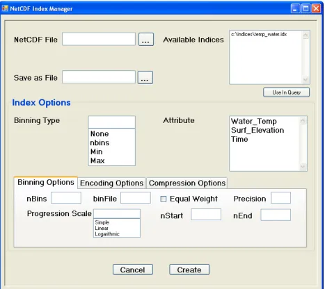Figure 2: The Index Manager and Binning Options Tab 