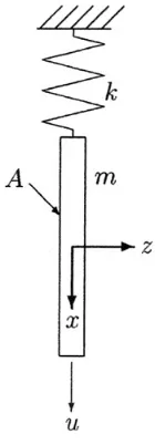 Figure 1. Rigid plate of mass m immersed into a Newtonian ﬂuid[51, 60].