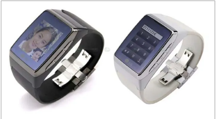 Figure 1-3. The LG GD910 (the “watchphone”) is the first of a new generation of mobile devices thatwill have web support through widgets with updatable information in the near future.