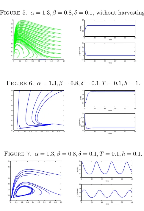Figure 5. α = 1.3, β = 0.8, δ = 0.1, without harvesting.