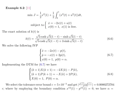 Table 3 gives the results of the DTM and the exact solution of this example and