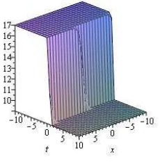 Fig. 3: Periodic solutions of (3.7) with µ = 1, λ = 3, A = 1, B = 2, h = 2, a0 = 1 and−3 ≤ x, t ≤ 3.