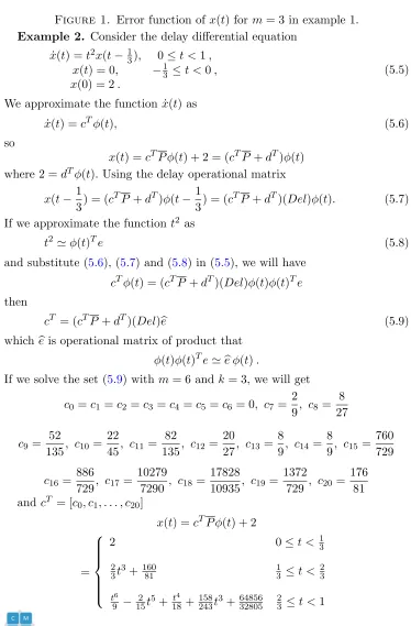 Figure 1. Error function of x(t) for m = 3 in example 1.