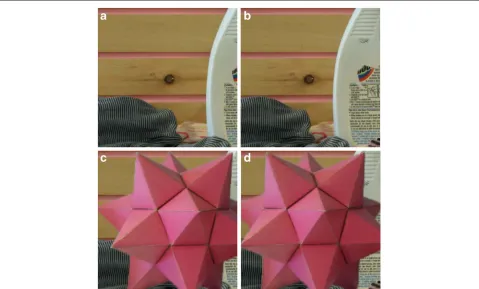Fig. 10 Two pairs of testing image. a Original left image. b Original right image. c Left image including resampled part
