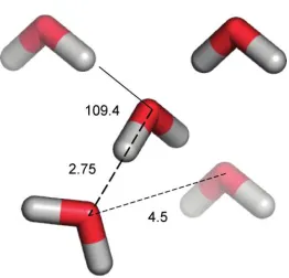 Figure 1-3. Tetrahedral arrangement and dimensions in the ice lattice structure.8 (See copyright permission in appendix) 