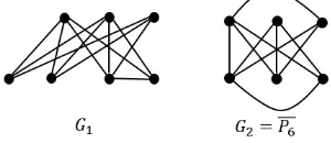 Figure 1: The 2-sc graphs G1 and G2 with diﬀerent orders and the same degreesets.