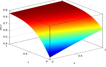 Figure 4: The numerical results of Example 2 for h = 0.02, τ = 0.0001