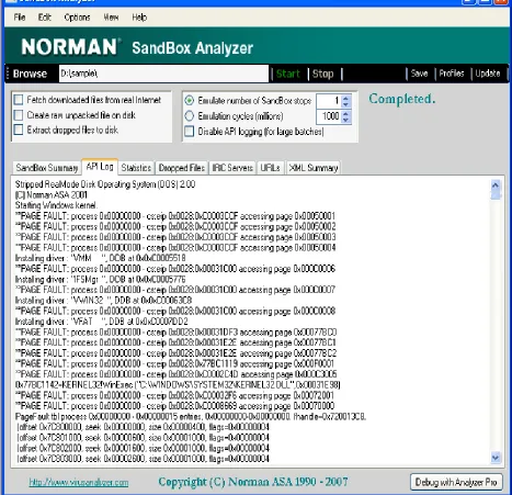 Figure 6 Screenshot of the Norman Sandbox Analyzer 