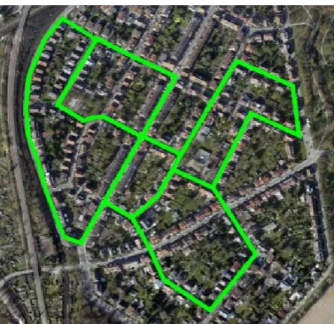 Figure 5: The KITTI Sequence (00) dataset. The travelled path is indicated by green lines 