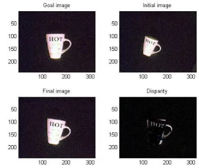 Fig.6: Example images in a real environment. (a). Goal image. (b). initial image with 2D translation and scale
