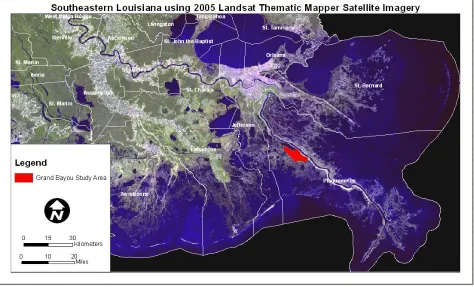 Figure 1.  Map of Southeast Louisiana showing location of Grand Bayou study area. 