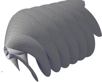 Figure 3.4: Panels on the blade, hub, and wake for the propeller