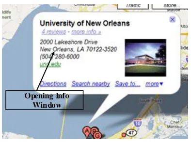 Figure 6 Opening info window in a map 