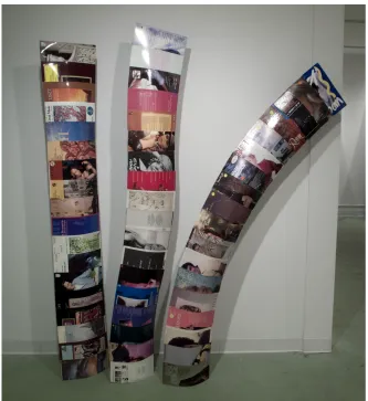 Figure 1: Columns I, II, III, 2009, record covers and glue. 