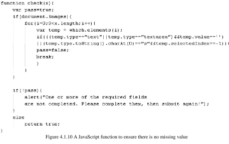 Figure 4.1.10 A JavaScript function to ensure there is no missing value 