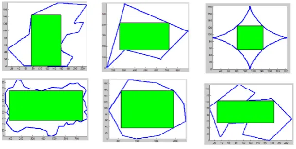 Figure 18: The largest inscribed rectangle (second row) for the original ﬁgure (ﬁrst row)IIC.