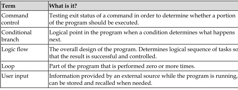Table 1.1. Overview of programming terms 