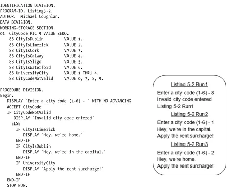 Table 5-7 shows the Boolean value of the condition names for each value of CityCode.
