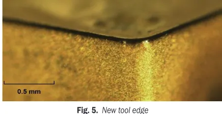 Fig. 6.  Wear tool edge; VBmax = 0.25 mm