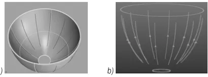 Fig. 8.  Structure with 12 vertical ribs; a) CAD and b) meshing of 