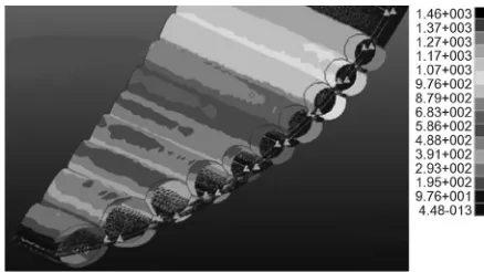 Fig. 18.  Horizontal ribs model FEM analysis with damping and fabric element: displacements in mm