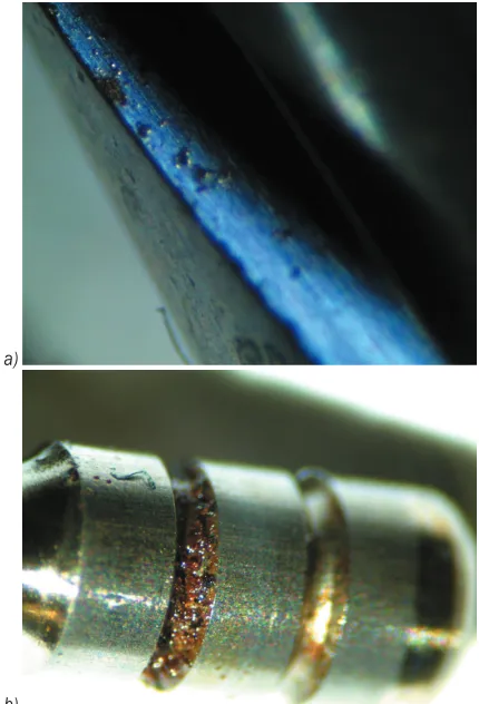Fig. 3.  Comparison of corrosion density for selected elements (assemblies) of the examined fuel injectors