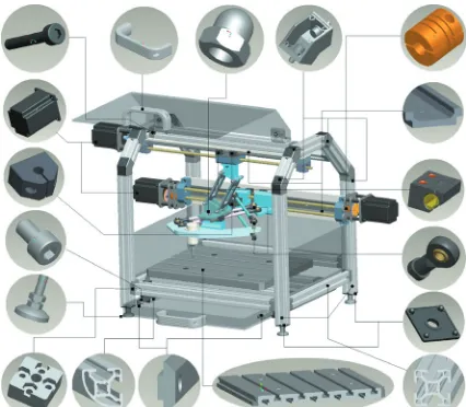 Fig. 10.  CAD model of mini-laboratory and desktop 3-axis PKMM 