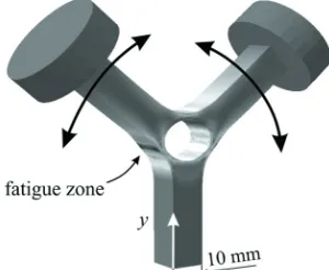 Fig. 2.  Specimen’s fourth-mode shape, σeq