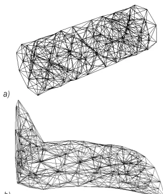 Fig. 3.  a) Cylindrical and b) anatomical geometries and mesh of a human auditory canal