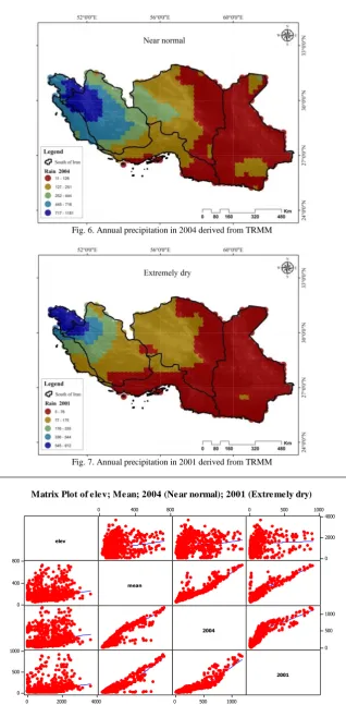 Fig. 6. Annual precipitation in 2004 derived from TRMM  