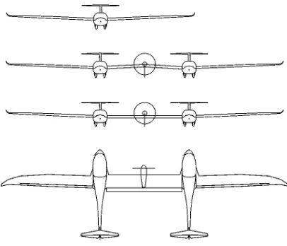 Fig. 1. First configuration and sketches for the 
